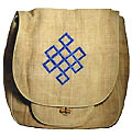 Hemp purse embroidery - Tibetan Knot of Eternity