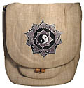 Hemp handbag -large size with adjustable strap - cool star embroidery! - 